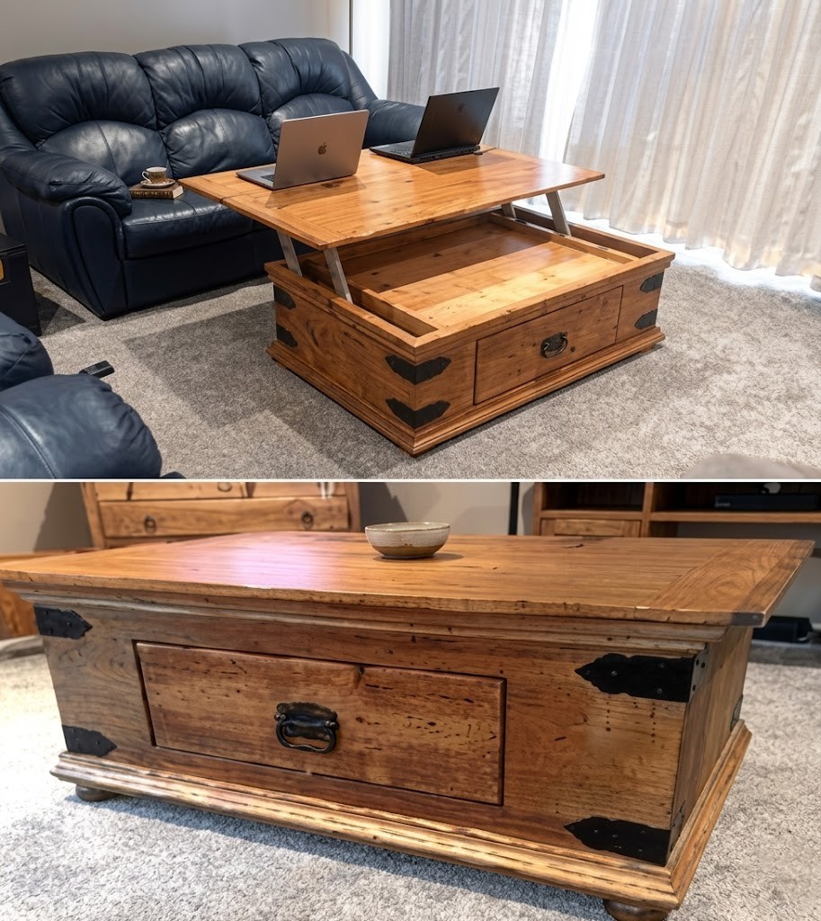 DIY living room coffee table built from woodworking plan