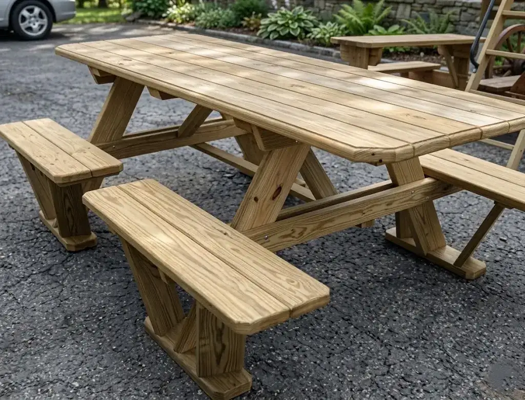 DIY picnic table build — outdoor A-frame design