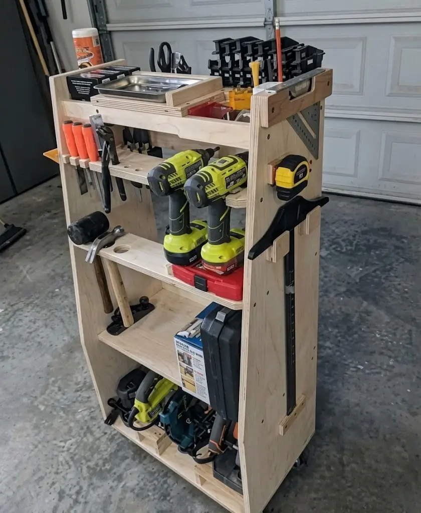 DIY storage shelves build — workshop wood shelving